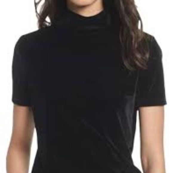 Madewell Tops - MADEWELL Mockneck black crushed Velvet Tee Size Small